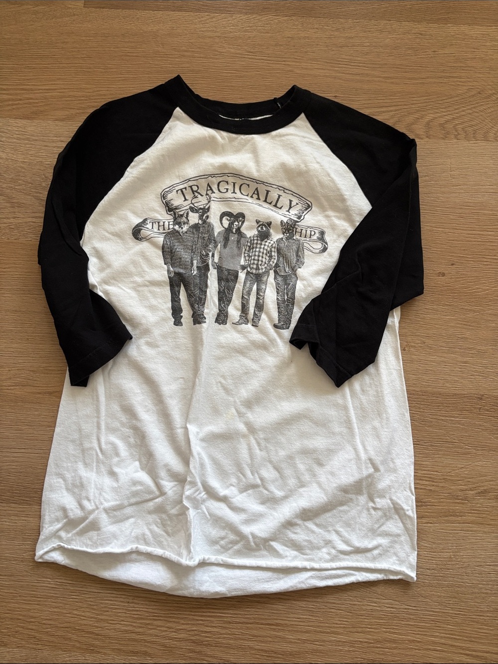 Tragically Hip Graphic Raglan Tee in White & Black